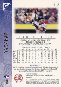 1999 Topps Gallery - Player's Private Issue #20 Derek Jeter  Back