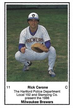 1986 Milwaukee Brewers Police - Hartford Police Department, Local 152 & Stamping Co. #NNO Rick Cerone Front