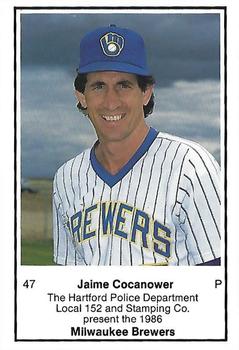 1986 Milwaukee Brewers Police - Hartford Police Department, Local 152 & Stamping Co. #NNO Jaime Cocanower Front