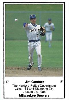 1986 Milwaukee Brewers Police - Hartford Police Department, Local 152 & Stamping Co. #NNO Jim Gantner Front