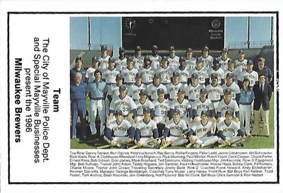 1986 Milwaukee Brewers Police - City of Mayville Police Dept. and Special Mayville Businesses #NNO Milwaukee Brewers Team Photo Front