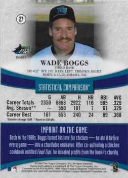 1999 Topps Gold Label - Class 1 Black #27 Wade Boggs  Back