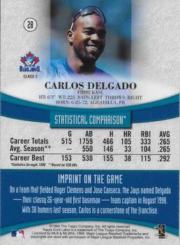 1999 Topps Gold Label - Class 1 Black #28 Carlos Delgado  Back