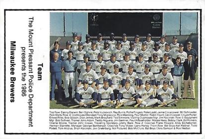 1986 Milwaukee Brewers Police - Mount Pleasant Police Department #NNO Milwaukee Brewers Team Photo Front