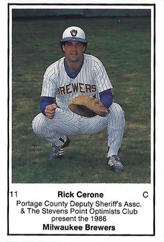 1986 Milwaukee Brewers Police - Portage County Deputy Sheriff's Assoc. & The Stevens Point Optimists Club #NNO Rick Cerone Front