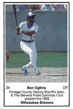 1986 Milwaukee Brewers Police - Portage County Deputy Sheriff's Assoc. & The Stevens Point Optimists Club #NNO Ben Oglivie Front