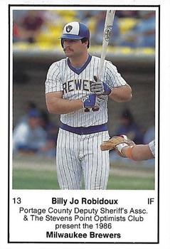 1986 Milwaukee Brewers Police - Portage County Deputy Sheriff's Assoc. & The Stevens Point Optimists Club #NNO Billy Jo Robidoux Front