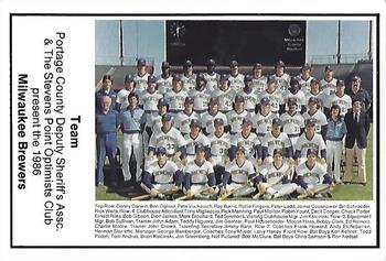 1986 Milwaukee Brewers Police - Portage County Deputy Sheriff's Assoc. & The Stevens Point Optimists Club #NNO Milwaukee Brewers Team Photo Front