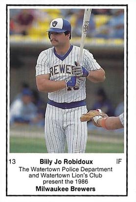 1986 Milwaukee Brewers Police - Watertown Police Department and Watertown Lion's Club #NNO Billy Jo Robidoux Front