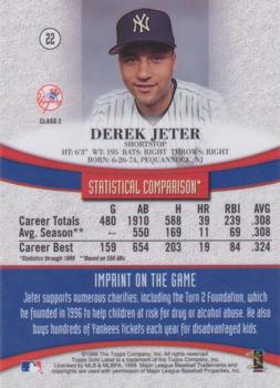 1999 Topps Gold Label - Class 2 Black #22 Derek Jeter Back