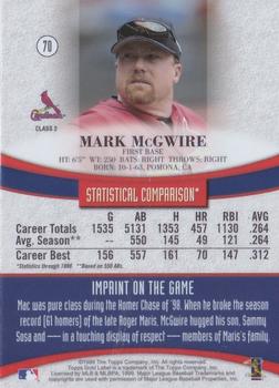 1999 Topps Gold Label - Class 2 Black #70 Mark McGwire Back