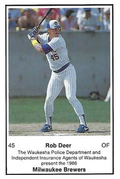 1986 Milwaukee Brewers Police - Waukesha PD and Independent Insurance Agents Of Waukesha #NNO Rob Deer Front