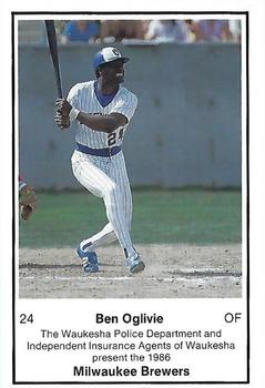 1986 Milwaukee Brewers Police - Waukesha PD and Independent Insurance Agents Of Waukesha #NNO Ben Oglivie Front