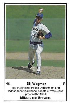 1986 Milwaukee Brewers Police - Waukesha PD and Independent Insurance Agents Of Waukesha #NNO Bill Wegman Front