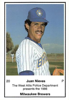 1986 Milwaukee Brewers Police - West Allis Police Department #NNO Juan Nieves Front
