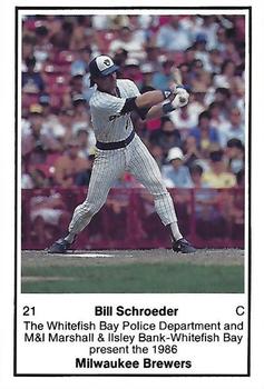 1986 Milwaukee Brewers Police - Whitefish Bay Police Department and M&I Marshall & Ilsley Bank-Whitefish Bay #NNO Bill Schroeder Front
