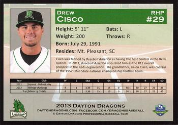 2013 Dayton Dragons #NNO Drew Cisco Back