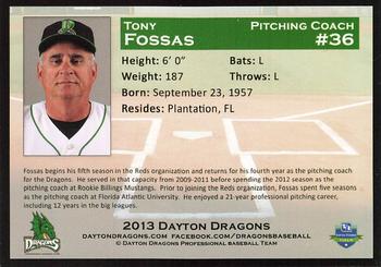 2013 Dayton Dragons #NNO Tony Fossas Back