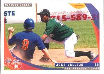 2006 Grandstand Midwest League Top Prospects #NNO Jose Vallejo Front