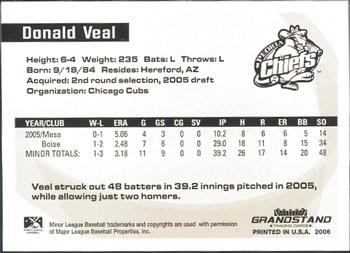 2006 Grandstand Midwest League Top Prospects #NNO Donald Veal Back
