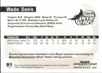 2006 Grandstand Midwest League Top Prospects #NNO Wade Davis Back