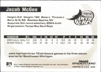 2006 Grandstand Midwest League Top Prospects #NNO Jacob McGee Back