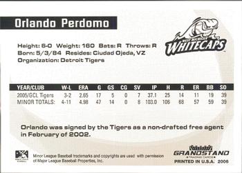 2006 Grandstand Midwest League Top Prospects #NNO Orlando Perdomo Back