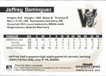 2006 Grandstand Midwest League Top Prospects #NNO Jeffrey Dominguez Back