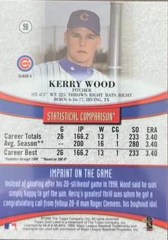 1999 Topps Gold Label - Class 3 Black #98 Kerry Wood  Back