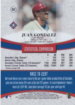 1999 Topps Gold Label - Race to Aaron #RA9 Juan Gonzalez Back
