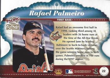 1998 Pacific Crown Royale #22 Rafael Palmeiro Back