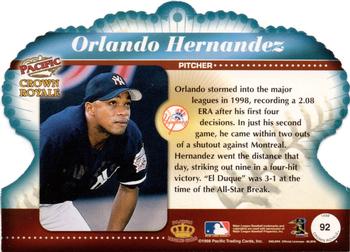 1998 Pacific Crown Royale #92 Orlando Hernandez Back