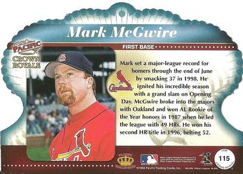 1998 Pacific Crown Royale #115 Mark McGwire Back
