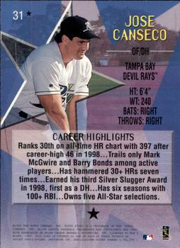 1999 Topps Stars - One Star #31 Jose Canseco Back