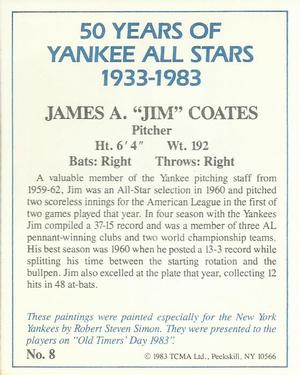 1983 TCMA 50 Years of New York Yankees All-Stars #8 Jim Coates Back