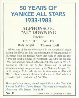 1983 TCMA 50 Years of New York Yankees All-Stars #11 Al Downing Back