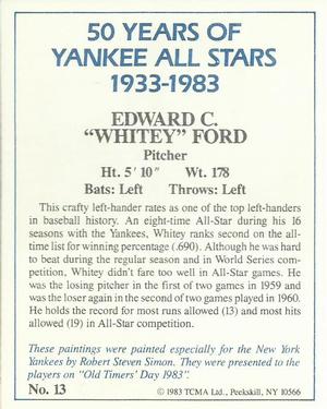 1983 TCMA 50 Years of New York Yankees All-Stars #13 Whitey Ford Back