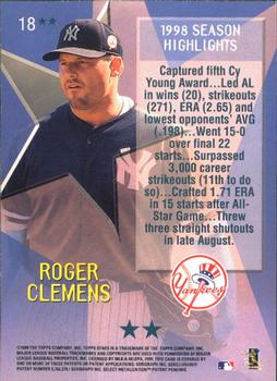 1999 Topps Stars - Two Star #18 Roger Clemens Back
