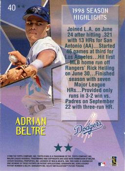 1999 Topps Stars - Two Star #40 Adrian Beltre Back