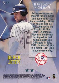 1999 Topps Stars - Two Star #5 Derek Jeter Back