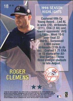 1999 Topps Stars - Two Star Foil #18 Roger Clemens Back