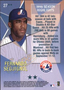 1999 Topps Stars - Two Star Foil #27 Fernando Seguignol Back