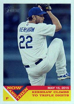 2015 Topps Heritage - Now and Then #NT-9 Clayton Kershaw Front