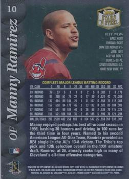1999 Topps Stars 'N Steel #10 Manny Ramirez Back