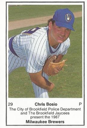 1987 Milwaukee Brewers Police - City of Brookfield Police Department and The Brookfield Jaycees #NNO Chris Bosio Front