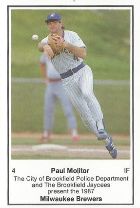 1987 Milwaukee Brewers Police - City of Brookfield Police Department and The Brookfield Jaycees #NNO Paul Molitor Front