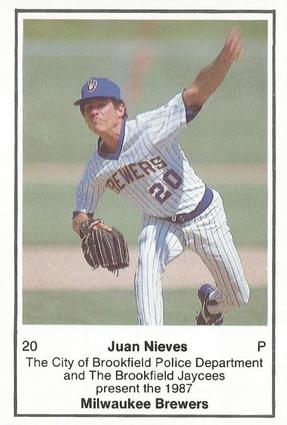 1987 Milwaukee Brewers Police - City of Brookfield Police Department and The Brookfield Jaycees #NNO Juan Nieves Front