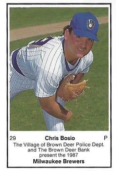 1987 Milwaukee Brewers Police - Village of Brown Deer Police Dept. and The Brown Deer Bank #NNO Chris Bosio Front