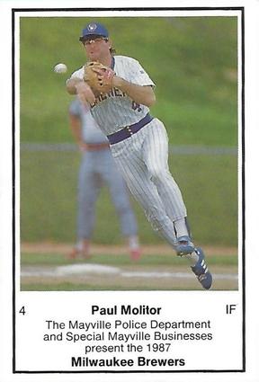 1987 Milwaukee Brewers Police - Mayville Police Department and Special Mayville Businesses #NNO Paul Molitor Front
