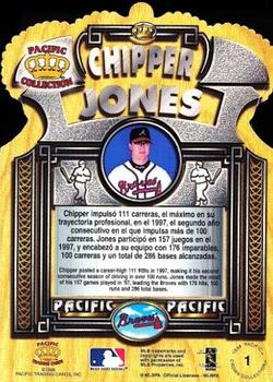 1998 Pacific - Gold Crown Die Cuts #1 Chipper Jones Back